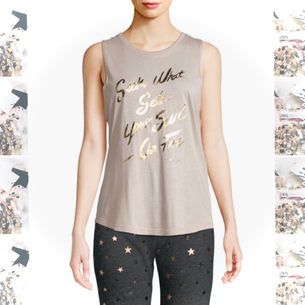 SPIRITUAL GANGSTER | S | Mauve Light Pink Graphic Muscle High Neck Soft Tank Top